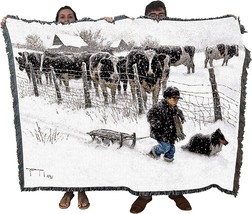 Curious Onlookers Blanket By Robert Duncan - Farm Country Sleigh Cows Gift - £62.63 GBP