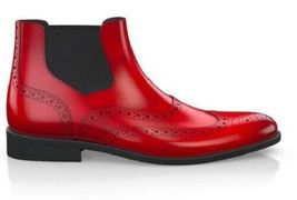 Handmade Leather Boots, Red Chelsea Boots,Ankle High Boots - £120.26 GBP