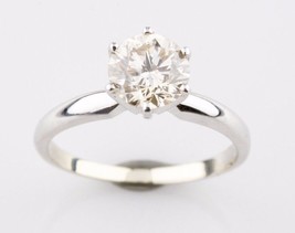 1.19 carat Round Diamond 14k White Gold Solitaire Engagement Ring Size 5.25 - £4,008.69 GBP