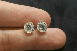 1.75 Ct Brilliant Solitaire Man Made Diamond Stud Earrings 14K Yellow Gold Over - £54.60 GBP