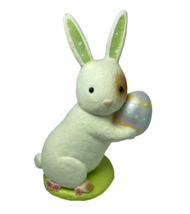Midwest Large Bunny 9 inches Flocked Bunny Holding Easter Egg Figurine NWT - $17.45
