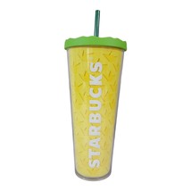 Starbucks 2014 Pineapple Cold Cup Tumbler Venti 24oz Green Lid Yellow Rare - $38.79