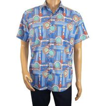Men's Sports Shirt by MIZUMI Medallion Printed Soft Feel Short Sleeves M646 Blue image 12