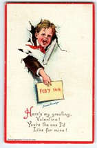 Frances Brundage Valentine Postcard Boy Breaks Wall Feb 14th Gabriel Signed 414 - $18.00