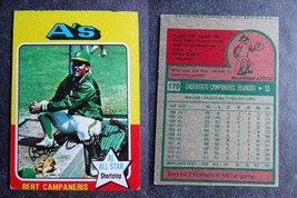 1975 Topps Mini #170 Bert Campaneris A&#39;s Miscut Error Oddball Baseball Card - $7.99