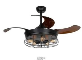 Parrot Uncle Benally 46 in.Indoor Black Downrod Retractable Ceiling Fan ... - £216.13 GBP