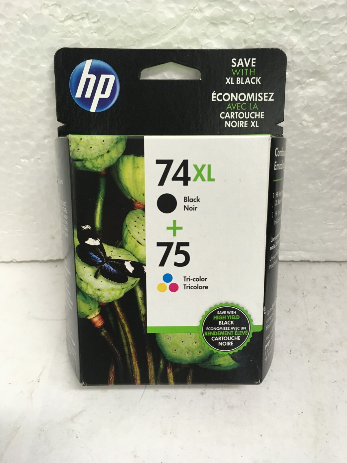 Genuine HP 74xl Black + 75 tri-color ink 2016/2018, CB337 WN#140 - $17.49