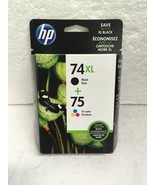 Genuine HP 74xl Black + 75 tri-color ink 2016/2018, CB337 WN#140 - $23.97 CAD
