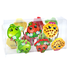 Shopkins Shower Curtain Hooks 12 Pieces Apple Strawberry Cookie Resin - £11.66 GBP