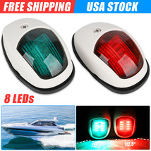 2Pcs Waterproof Boat Navigation Light Red &amp; Green 8 Led Marine Pontoon B... - $25.99