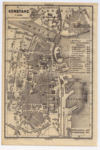 1905 Antique Map Of Konstanz Germany / Schaffhausen Switzerland - £16.76 GBP