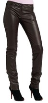 Leather Pants Leggings Size Waist High Brown Women Wet S L Womens 14 6 L... - $96.50