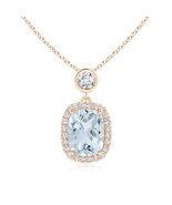 ANGARA 2.22 Ct Natural Aquamarine Pendant Necklace With Diamond in 14K G... - $2,545.59