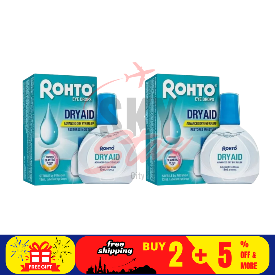 2 X New ROHTO DRY AID ADVANCED DRY EYE RELIEF EYE DROPS 13ML FREE SHIPPING - $33.56