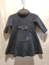 IKKS Blue Fleece Dress Front Kangaroo Pocket Long Sleeve Turtleneck 12mth - $14.03