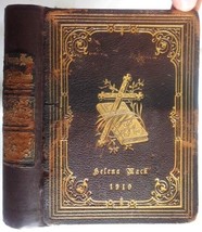 1877 Antique Pa German Lutheran Church Hymnal Leather Helena Mack Gesangbuch - £97.74 GBP