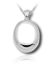 Sterling Silver High Polish Oval Funeral Cremation Urn Pendant for w/Chain - £260.42 GBP