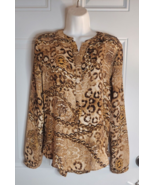 Jennifer Lopez Cheetah Print Long Sleeve Lightweight Embellished Tunic T... - $19.75 CAD