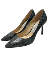 Jimmy Choo Heels Womens 37.5 7.5 US Green Black Snake Python Abel Pump S... - $203.09 CAD