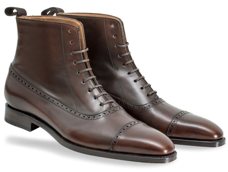 Men Two Tone High Ankle Laceup Handmade Rounded Plain Toe Genuine Leather Boots - $149.90