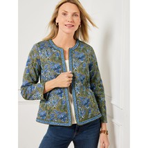 Talbots Floral Quilted Jacket Sage Leaf Lakeshore Blue Small NWOT $189 R... - $104.99