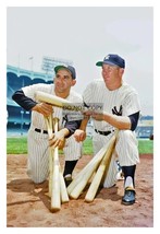 Mickey Mantle &amp; Yogi Berra Holding Bats New York Yankees 4X6 Baseball Photo - £6.26 GBP