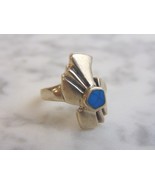 Womens Vintage Estate Sterling Silver Modernist Turquoise Ring 5.3g E2841 - €21,38 EUR