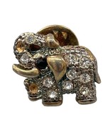 Sparkly White Rhinestone Elephant Trunk Up Red Eye Vintage Silvertone Pi... - $15.87