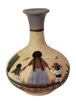 Hand Painted Tonala Pottery Vase Mother and Child Mexico Folk Art - $19.80