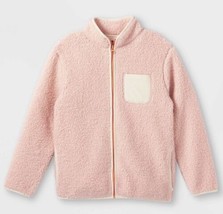 Girls  Zip-Up Sherpa Jacket with Front Pocket, Blush - XL - $14.85