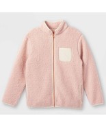 Girls  Zip-Up Sherpa Jacket with Front Pocket, Blush - XL - £11.67 GBP