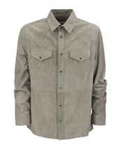 Mens Leather Suede Jacket Shirt Men Sheepskin Grey Suede Leather Jacket #44 - £113.98 GBP+