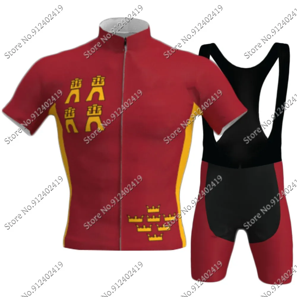 Sporting 2022 Murcia Flag Cycling  Set Summer Red Retro Bicycle Clothing Men Roa - £28.67 GBP