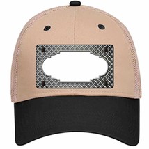 Gray White Quatrefoil Scallop Oil Rubbed Novelty Khaki Mesh License Plate Hat - £22.92 GBP