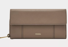 New Fossil Jori Flap Clutch RFID Leather Wallet Vintage Khaki - £37.88 GBP