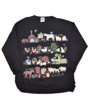 Vintage Farm Animals Sweatshirt Size XL Black Crewneck Barnyard Made in ... - £20.70 GBP