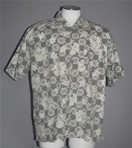 VTG OP SPORT Tone on Tone Sage Tropical Hibiscus Cotton Button Shirt Men... - $22.99