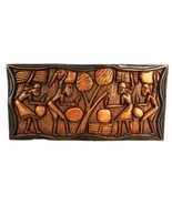 Hanging African Art, Wood Carved Storyboard, Men &amp; Women w/Baskets, Dark... - $122.45