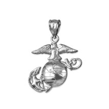 Sterling Silver US Marine Corps Charm Necklace | Military Tribute Jewelry - $19.99+