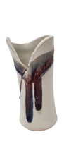 Signed Studio Art Pottery Ceramic Drip Vase 6 1/4&quot; Cylinder Maroon Blue ... - £18.64 GBP