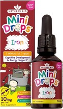 Natures Aid Iron Mini Drops for Infants and Children, Cognitive Development, Sug - £25.57 GBP