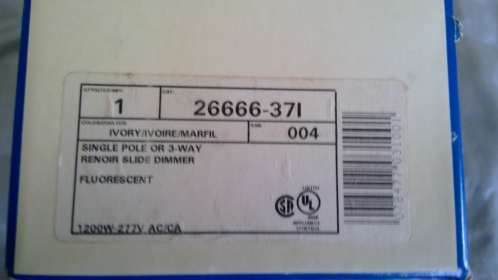 LEVITON Commercial 26666-371 Renoir Slide Dimmer Fluorescent 1200W - $15.59