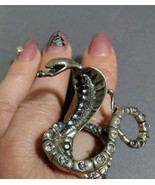 Vintage Ring Snake Sparkly Rhinestones Elastic Finger Strap - $110.56 MXN