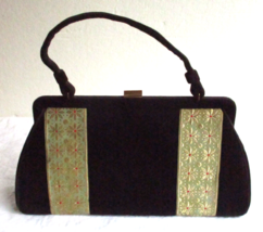 SOURE Bag New York Velvet Velveteen Jacquard Ribbon Tapestry Handbag Vin... - £25.90 GBP