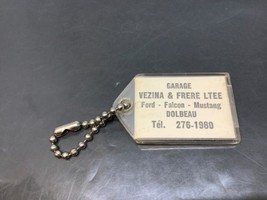 Vintage Promo Keyring Garage Vezina &amp; Frere Keychain Dolbeau Ancien Porte-Clés - £5.89 GBP
