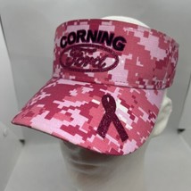 Corning FORD Pink Pixel Visor Golf Hat Cap Breast Cancer Awareness Ribbon - $17.81