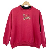 Vintage Morning Sun Cardinal Sweatshirt Layered Collar Maroon Holiday Petite L - £18.26 GBP