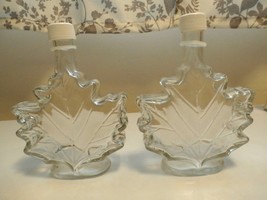 Two Clear Glass Maple Leaf Shaped Bottles With Tops - £5.14 GBP