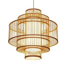 Southeast Asian-Inspired Bamboo and Rattan Pendant Chandelier Black - £1,525.48 GBP