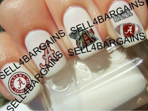 40 UNIVERSITY of ALABAMA CRIMSON TIDE SILVER CRYSTAL RHINESTONE》Nail Art Decals